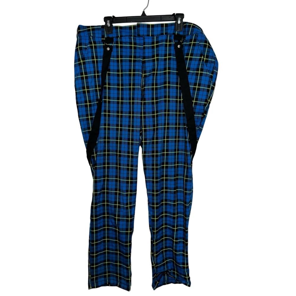 Alternative Punk Plaid Minimal Bondage Pants Hot Topic Blue and Green Festival 2